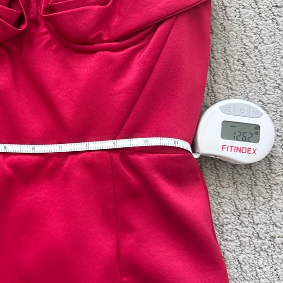 House of CB Charlotte Red Satin Midi Dress with Slit - Picture 9 of 10